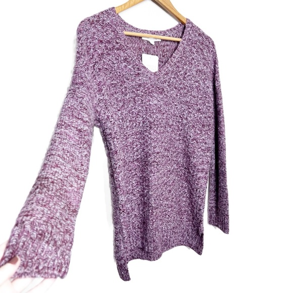 NWT Ellen Tracy Womens Marled Knit Sweater Long Sleeve Casual Pullover Purple M - Picture 3 of 16